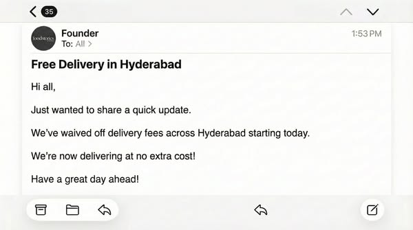 Foodstories Meta ad: the same offer for Hyderabad, melt into premium fondue, free delivery in Hyderabad