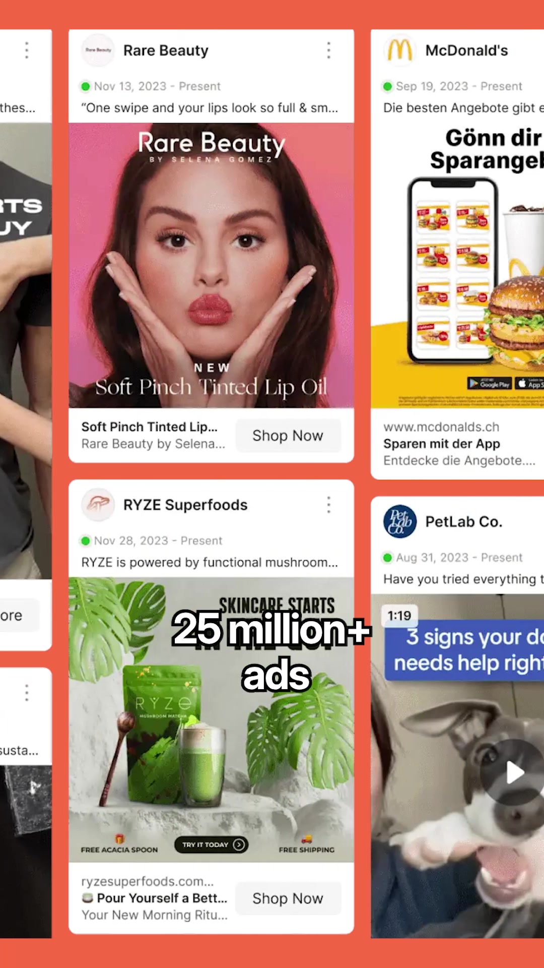 Atria AI Meta ad: a grid of ads with the claim of 25 million+ ads searchable