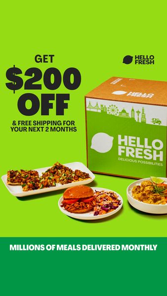HelloFresh Meta ad: get $200 off, homemade made easy, 50 weekly recipes and zero meal prep